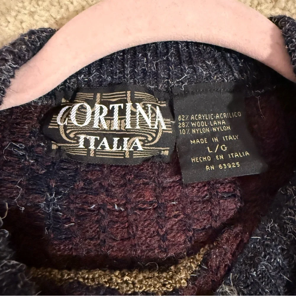 Vintage Cortina Italia Italian Wool Blend Pattern Sweater Size Large